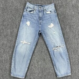 Levis Made and Crafted Barrel Crop Jeans Womens 27 Distressed Light‎ Wash Denim